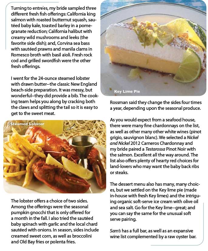 ACES Golf Lifestyle magazine raves about Sam’s Chowder House in their coastal golf edition