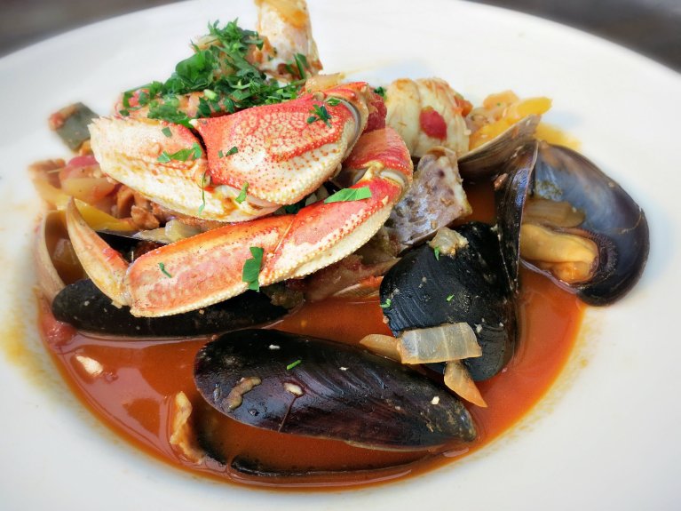 Sam's Chowder House Cioppino with Dungeness Crab