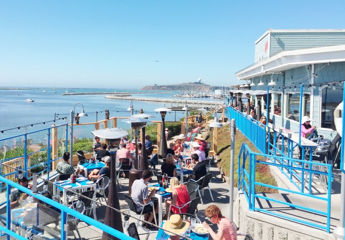 Sam's Chowder House ocean view outdoor dining patio