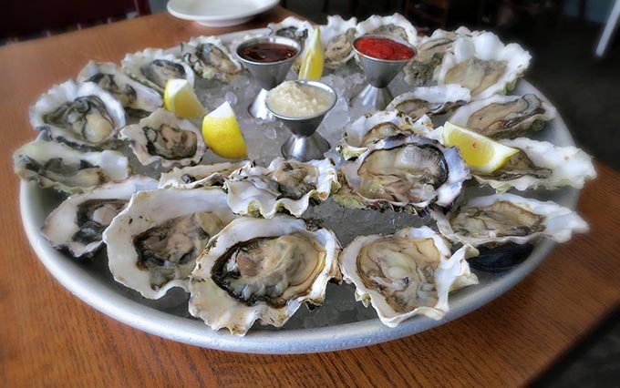 double dozen oyster platter at Sam's Chowder House