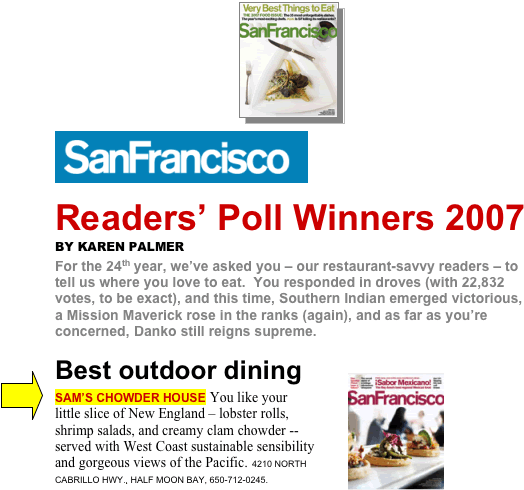San Francisco Magazine Readers' Poll 2007 Best Outdoor Dining