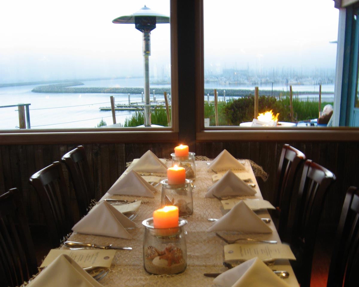 Mavericks Room private dining event space with ocean and harbor view