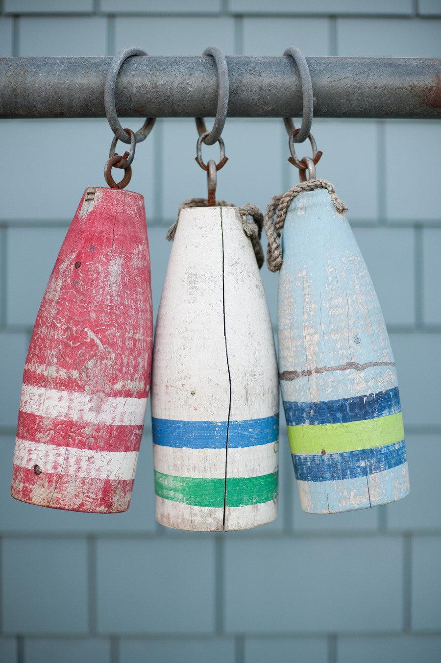 wood net floats provide rustic seaside decor