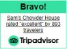 Tripadvisor 2024 award - Sam's Chowder House rated excellent by 893 travelers